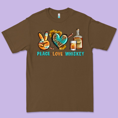 Peace Love Whiskey Premium Tee Designed By Bundleandbundleshop