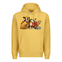 Antique Gold Cows With Sunflower Headbands Premium Hoodie - Jasminsmagicworld