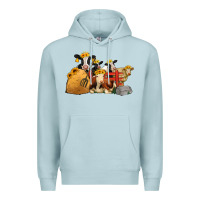 Blue Mist Cows With Sunflower Headbands Premium Hoodie - Jasminsmagicworld