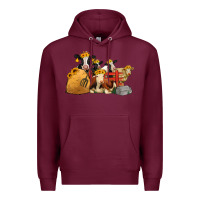 Burgundy Cows With Sunflower Headbands Premium Hoodie - Jasminsmagicworld