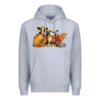 Heather Grey Cows With Sunflower Headbands Premium Hoodie - Jasminsmagicworld
