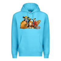 Ocean Blue Cows With Sunflower Headbands Premium Hoodie - Jasminsmagicworld