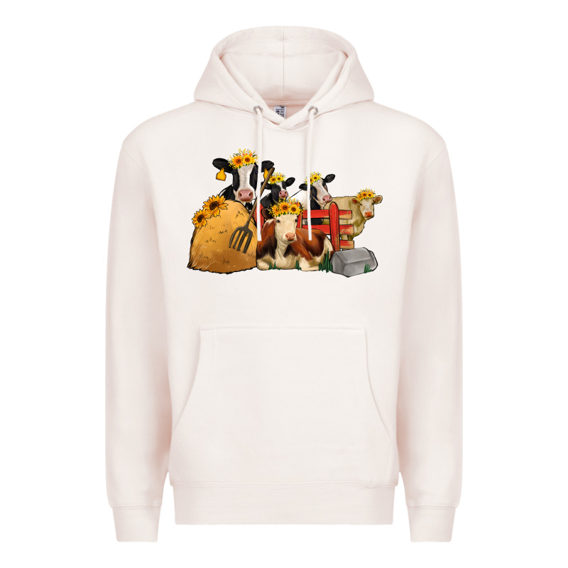 Cows With Sunflower Headbands Premium Hoodie by Jasminsmagicworld | Teevron