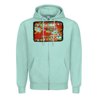 Seafoam christmas serape sunflower background Zipper Hoodie - Jasminsmagicworld