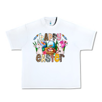White Happy Easter Urban Heavy Tee - CowhideDigitalArt