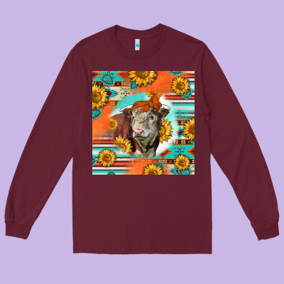 Hereford Bull Long Sleeve Tee Designed By Lillyallendesigns