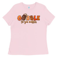 Bubblegum Pink Fall Gobble Gobble Til You Wobble Ladies Tee - LillyAllenDesigns