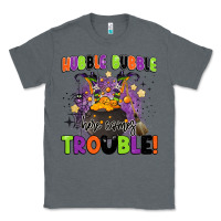 Charcoal Heather kids halloween hubble bubble here comes trouble Classic Tee - BarkalooDesign