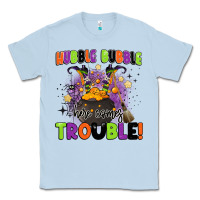 Dusty Blue kids halloween hubble bubble here comes trouble Classic Tee - BarkalooDesign