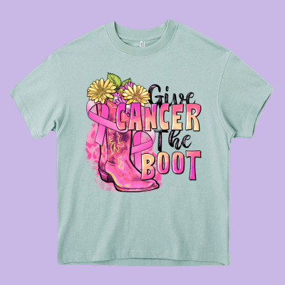 Give Cancer The Boot Heavy Core Tee Designed By Fadigitalartstudio