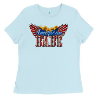 Baby Blue American Babe With Sunflowers Ladies Tee - LillyAllenDesigns
