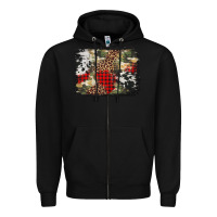 Black army cowhide leopard Christmas Zipper Hoodie - Jasminsmagicworld