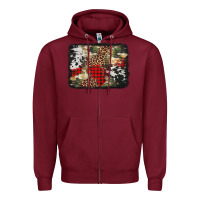 Burgundy army cowhide leopard Christmas Zipper Hoodie - Jasminsmagicworld