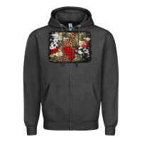 Charcoal Heather army cowhide leopard Christmas Zipper Hoodie - Jasminsmagicworld