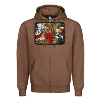 Chestnut army cowhide leopard Christmas Zipper Hoodie - Jasminsmagicworld