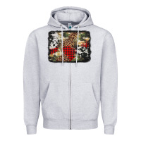 Heather Grey army cowhide leopard Christmas Zipper Hoodie - Jasminsmagicworld