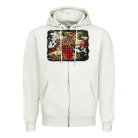 Oatmeal Heather army cowhide leopard Christmas Zipper Hoodie - Jasminsmagicworld
