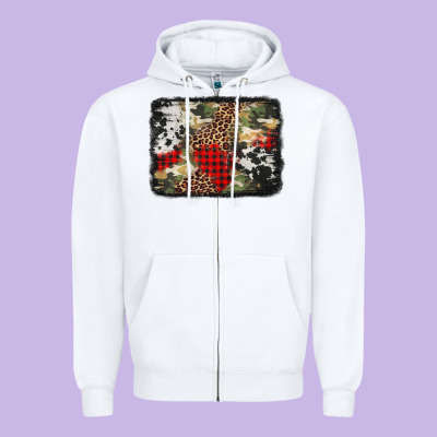 Army Cowhide Leopard Christmas Zipper Hoodie Designed By Jasminsmagicworld