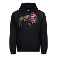 Black american bison with indian headdress Urban Hoodie - RanaPortraitStore