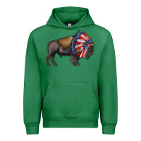 Emerald american bison with indian headdress Urban Hoodie - RanaPortraitStore