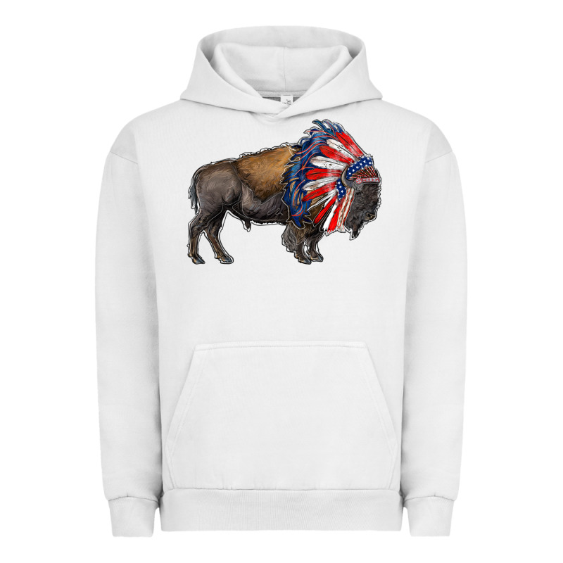 American Bison With Indian Headdress Urban Hoodie by RanaPortraitStore | Teevron
