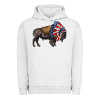 Pigment Lunar Rock american bison with indian headdress Urban Hoodie - RanaPortraitStore