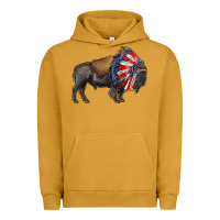 Pigment Peanut Butter american bison with indian headdress Urban Hoodie - RanaPortraitStore