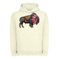 Pigment Pistachio american bison with indian headdress Urban Hoodie - RanaPortraitStore