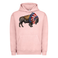 Pigment Salmon american bison with indian headdress Urban Hoodie - RanaPortraitStore