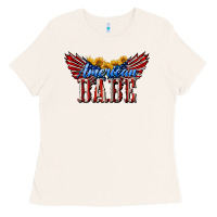 Bone American Babe With Sunflowers Ladies Tee - LillyAllenDesigns