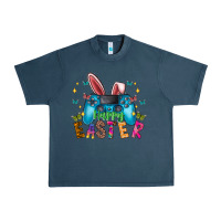 Midnight Navy Happy Easter Gamer Urban Heavy Tee - CowhideDigitalArt