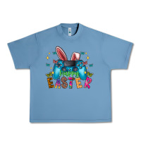 Pebble Blue Happy Easter Gamer Urban Heavy Tee - CowhideDigitalArt