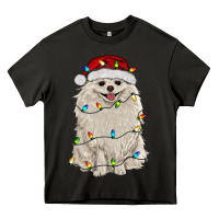 Asphalt white pomeranian with christmas lights Heavy Core Tee - RanaPortraitStore