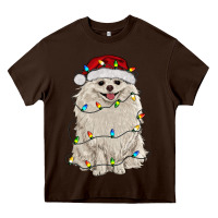 Chocolate Brown white pomeranian with christmas lights Heavy Core Tee - RanaPortraitStore