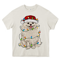 Cream white pomeranian with christmas lights Heavy Core Tee - RanaPortraitStore