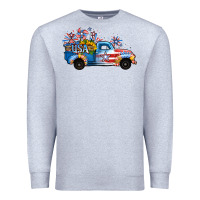 Heather Grey USA 4th of July Sunflower Truck Premium Sweatshirt - Jasminsmagicworld