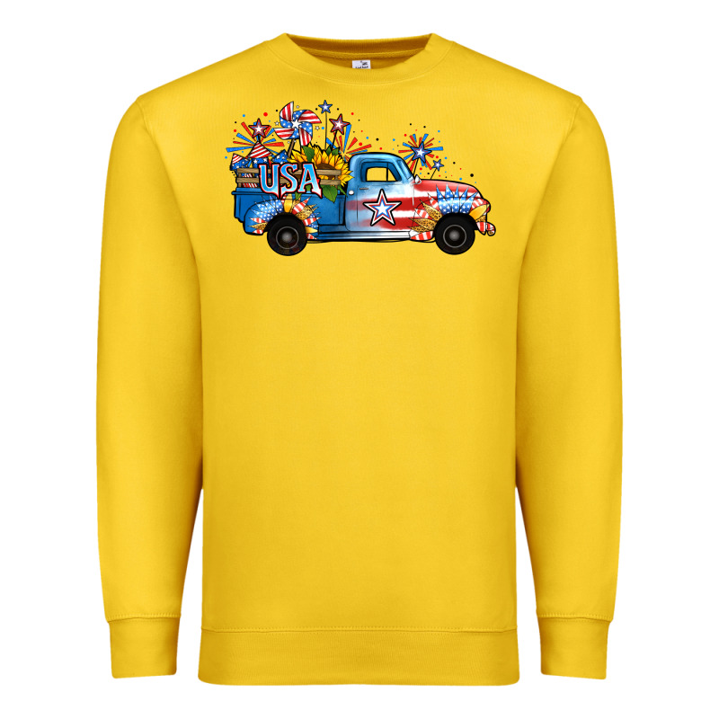Usa 4th Of July Sunflower Truck Premium Sweatshirt by Jasminsmagicworld | Teevron
