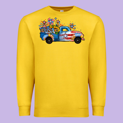 Usa 4th Of July Sunflower Truck Premium Sweatshirt Designed By Jasminsmagicworld