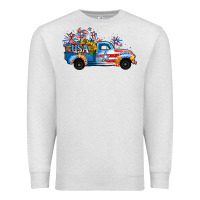 Oatmeal Heather USA 4th of July Sunflower Truck Premium Sweatshirt - Jasminsmagicworld