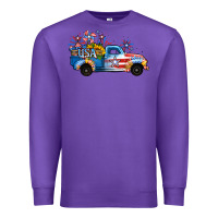 Purple USA 4th of July Sunflower Truck Premium Sweatshirt - Jasminsmagicworld