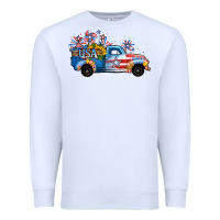 White USA 4th of July Sunflower Truck Premium Sweatshirt - Jasminsmagicworld