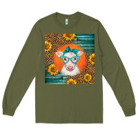 Army Green charolais cow Long Sleeve Tee - LillyAllenDesigns