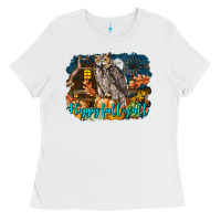 White Happy Fall Y'all Owl Ladies Tee - LillyAllenDesigns