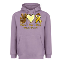 Lavender Peace Love Cure Childhood Cancer Heavyweight Hoodie - Jasminsmagicworld