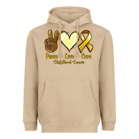 Mushroom Peace Love Cure Childhood Cancer Heavyweight Hoodie - Jasminsmagicworld