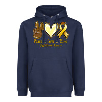 Navy Peace Love Cure Childhood Cancer Heavyweight Hoodie - Jasminsmagicworld