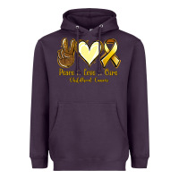 Plum Peace Love Cure Childhood Cancer Heavyweight Hoodie - Jasminsmagicworld