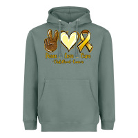 Sage Peace Love Cure Childhood Cancer Heavyweight Hoodie - Jasminsmagicworld