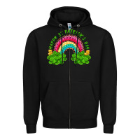 Happy St. Patrick's Day Rainbow And Shamrock Zipper Hoodie | Teevron