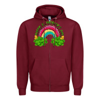 Burgundy Happy St. Patrick's Day Rainbow And Shamrock Zipper Hoodie - RanaPortraitStore